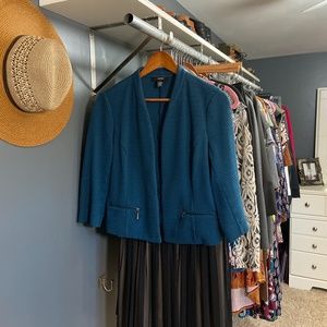 Teal Crop Blazer - Alfani